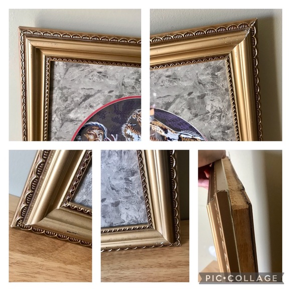 Native American Embroidered Framed Art Indian Woman And Wolf. Beautiful - Picture 10 of 11